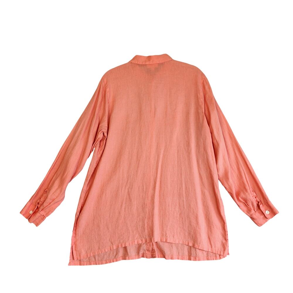 J Jill Womens Love Linen Button Down Tunic Top Size Medium Salmon‎ Pink Linen - Picture 7 of 10